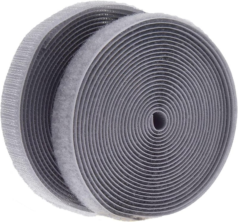 IHKFILAN 5 Yards Sew On Hook and Loop Tape Fastening Nylon Fabric Tape with Non-Adhesive for DIY Craft Interlocking Tape Sewing Fasteners (3/4''Wide, 5 Yard Hook + 5Yard Loop) for Roll,Gray - Image 1